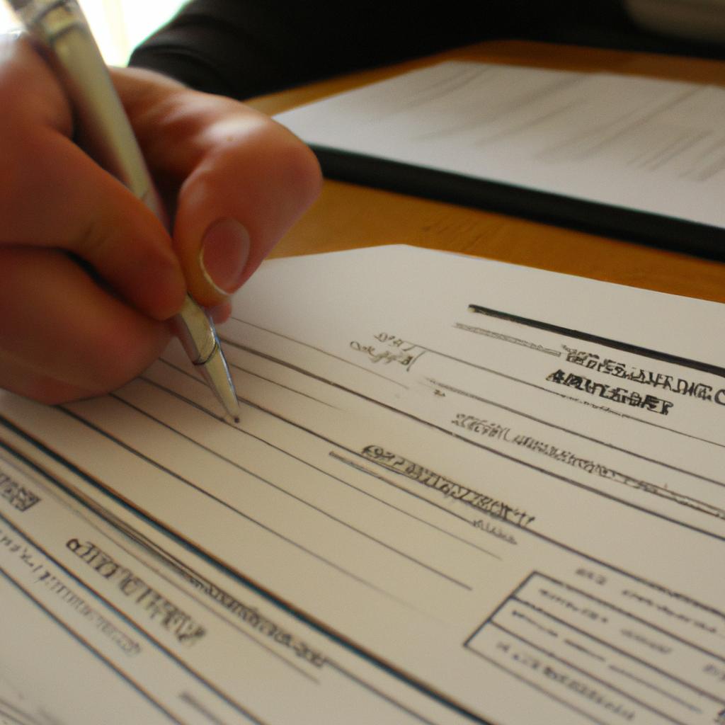 Person filling out registration forms